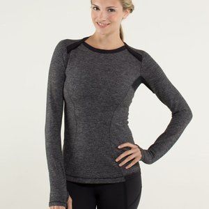 Lululemon Long Sleeve Base Layer Black Gray Pique Size 8